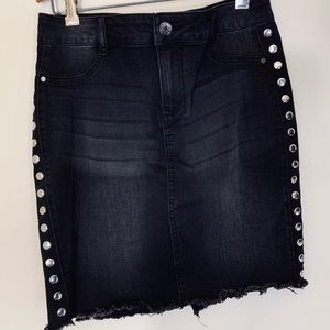 Celebrity Pink Distressed Studded Denim Skirt